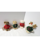Boyds Mini Message 3 Bears 1 Moose Peace Candy Cane Christmas Tree Winte... - €82,10 EUR