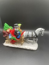 Vintage Holiday Decor Ceramic 6×8&quot; Horse Sleigh Gifts Christmas Florist ... - $31.76