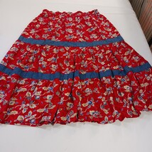 Vintage Ozark Mountain RN#53166 Women's Red Cotton Blend Floral Pleated Skirt XL image 10