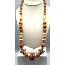 Vintage Beaded Strand Necklace with Fun and Funky Wood Beads, Boho Chic - £22.37 GBP