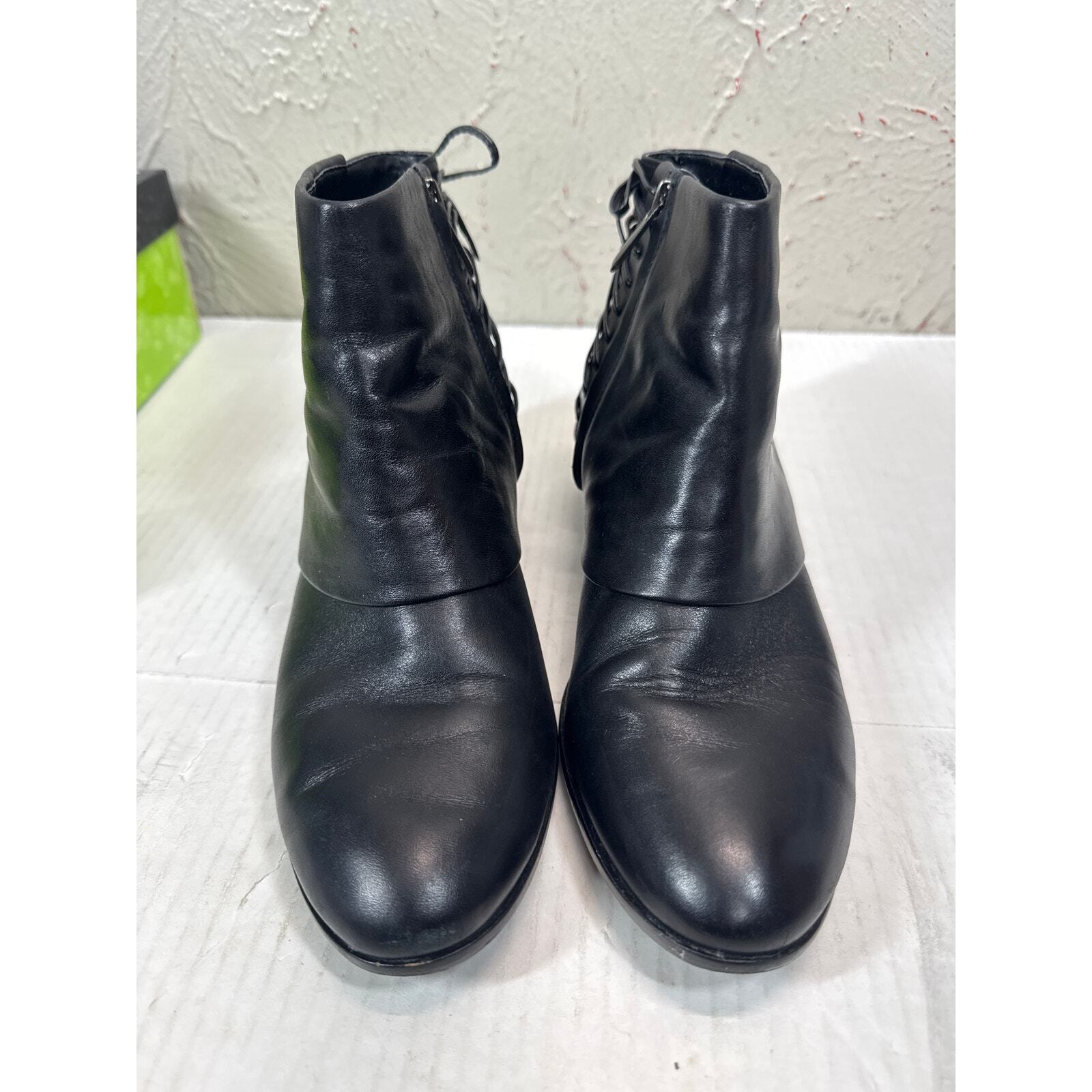 Sam Edelman Princeton Womens Black Leather Laced Back Ankle Boots Booties 7.5M Item image 3