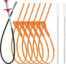 8-pc Drain Clog Remover Kit: 35.5&quot; Flexible Clog Remover, 6x25&quot; Drain Ha... - $11.83