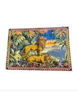 Vintage Antique Handwoven African Lion Lionness Hanging Wall Tapestry 47... - £115.99 GBP