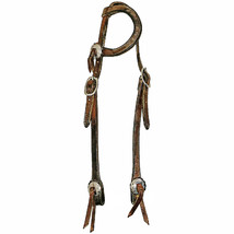 Harness Leather Single Ear Ranch Horse Style Conchos Work Training Heads... - $71.99