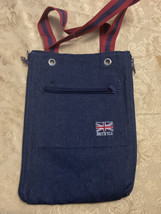 Graham Webb British Style Reversible Jean Bag, 9w 12t Strap Zipper Flag EUC - £12.10 GBP