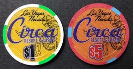 Circa Resort Casino Las Vegas Nevada $1 & $5 Casino Chips 10/28/20 Mint  - $12.95