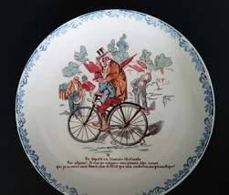 HBCM Montereau France 8 inch porcelain plate &quot;A Deputy on An Electoral T... - $14.99