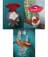 Victorian Antique Stevens &amp; Williams Glass Basket Jack In Pulpit Roses P... - $146.33 CAD