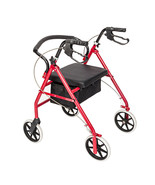 Adjustable Height Steel Walker w Wheels, Padded Seat &amp; Backrest, Brakes ... - $116.73 CAD+