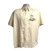 Cubavera Mens Yellow Retro Rockabilly Embroidered Button Up Camp Shirt L... - £31.15 GBP