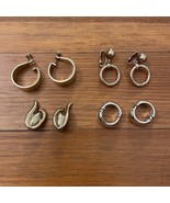 Clip Earrings Vintage Gold Tone Metal 1950-60s Lot of 4 Monet Bergere - £13.42 GBP