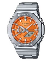 Casio G-Shock G-STEEL 2100 Series Silver Dial Steel Watch Orange Face GM2110D-4A - £235.72 GBP