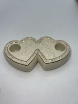 Lenox Connecting Heart Candle Holder Beige With Gold Trim 5.5 X 3.5” - $13.37