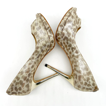 Ivanka Trump Womens 6 Maggie Gold Leopard Peep Toe Heels Stiletto Metallic  - £21.65 GBP