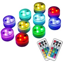 10Pcs Mini Submersible Led Lights With Remote,Rgb Multicolor Waterproof ... - £29.80 GBP