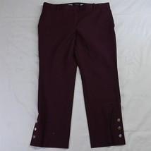 Ann Taylor 10 Maroon Red Gold Button Straight Cropped Dress Pants - $14.69