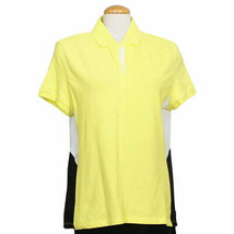 RALPH LAUREN Yellow Black White Stretch Cotton Pique Crest Polo Top XL - $47.90 CAD