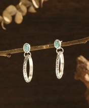 Boho Silver Drop Hoop Stud Turquoise Earrings Women Party Vintage Jewelry - £14.09 GBP