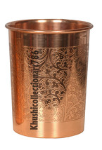 Pure Copper Water Glass Embossed Drinking Tumbler Ayurveda Health Benefits 300ML - £6.89 GBP