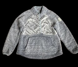 Simply Southern Half Snap Blue Fleece Jacket Teddy Sweatshirt Women&#39;s L Pocket - £19.77 GBP