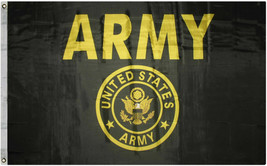 3x5 US Army Seal Crest Black and Gold Flag 3&#39;x5&#39; Banner Grommets Knitted - £13.62 GBP