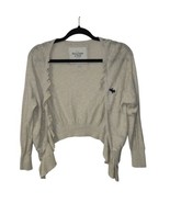 Abercrombie &amp; Fitch Womens Small Cardigan Sweater Cream Open Front Ruffle - $13.45