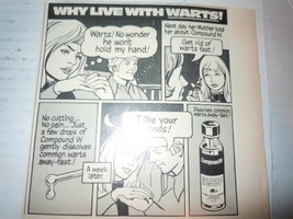 Vintage Compound W Cartoon Print Magazine Advertisement 1972 - $75.95 MXN