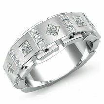 Mens Princess 2.5Ct Diamond Half Wedding Band 14kT White Gold Over Ring For Gift - £88.14 GBP