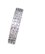 Wide Stretch Rhinestone Tennis Bracelet 3 Rows New - $13.44 CAD
