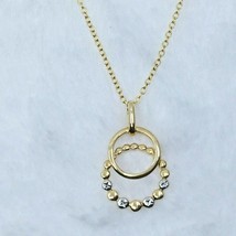 Women&#39;s Greek Handmade Necklace 14k Bicolor Gold Double Ring Pendant on Cable - $404.19