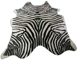 Zebra Print Cowhide Rug Size: 7&#39; X 6 1/4&#39; Upholstery Zebra Cowhide Rug K-246 - £158.82 GBP