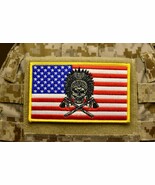 Large 3&quot;x5&quot; Chief Skull American Flag Embroider Patch SOCOM SFOD-D CAG S... - $17.76 CAD