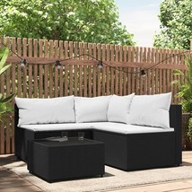 Patio Lounge Set Black PE rattan, powder-coated steel, tempered glass - $724.90 CAD