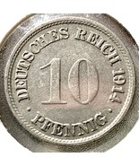 1914 D German Empire 10 Pfennig Coin - $2.96