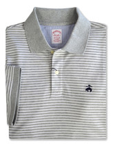 Brooks Brothers Original Fit Grey Striped Supima Polo Shirt,  2XL XXL, 7848-6 - £48.34 GBP
