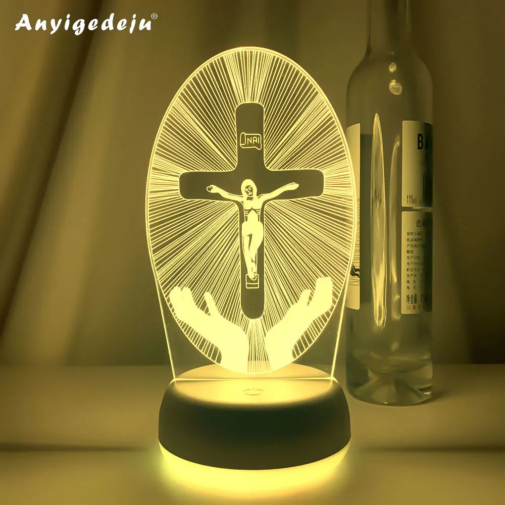 Crucifixion of Jesus Led Night Light for Church Decoration Lights Cool G... - $18.73+