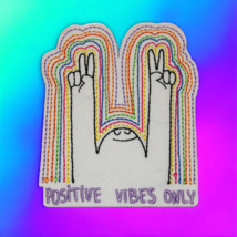 Positive Vibes Only Pastel Rainbow Peace Person Iron On Patch Decal Embr... - £4.15 GBP