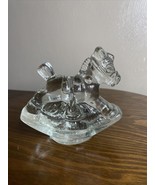 Vintage Clear Solid Glass Rocking Horse Candle Holder Paperweight Figurine - $8.03 CAD