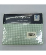 Vintage Ralph Lauren Green Gingham Check Flat Queen Sheet USA Cotton Irr... - $42.70