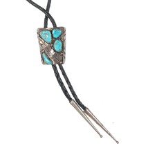 1970&#39;s Cheama Zuni sterling and turquoise bolo tie - $163.35