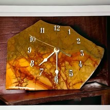 Mid-Century Modern Clock Petrified Wood Natural Stone Vintage Decor Retro WORKS - £18.47 GBP