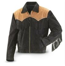 Men&#39;s Exclusive Western Wear Jacket Handmade Fringed Cowboy Suede Leathe... - £54.32 GBP+