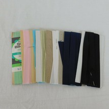 Lot of 6 Pre-owned Open Bias Tape Seam Binding Black White Blue Green Various - £4.75 GBP
