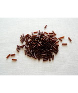 &#39;One Package of 300 1/4&quot; Long Rectangular Golden Brown Bugle Beads-Free ... - $4.50