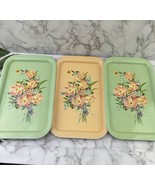 Vintage 1930s Floral Bouquet Print Tin Metal Tray Set 3 TV Lap Serving G... - $737.95 MXN
