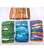 6 LONG COLORED SHELL BRACELETS seashell jewelry shells - $23.74