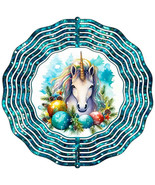 Unicorn Teal Glitter Metal Wind Spinner - $47.70 CAD