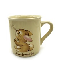 Vintage Hallmark Mug Mates Jesus Loves You Me Bunny Rabbit Coffee Mug - $9.69