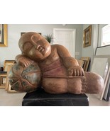 Vintage Sleeping Boy of Guanyin Wood Carving ,Chinese Hand Carved Sculpture - £112.73 GBP