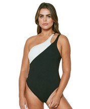 $98 Jessica Simpson Women&#39;s Standard One Piece Swimsuit Asymmetric Black Medium - £14.48 GBP